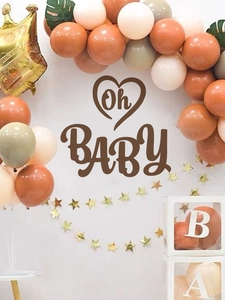 Kit fête Oh Baby avec ballons terreux, couronne dorée et boîtes à lettres