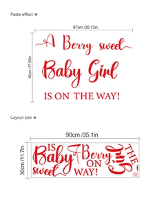Guida alle taglie dell'adesivo da parete Berry Sweet Baby Girl con dimensioni e layout dettagliati