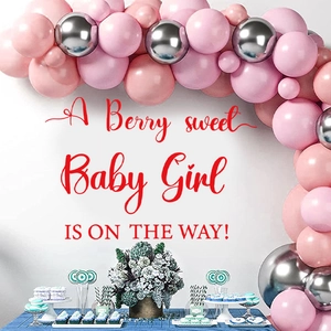 Kit arco palloncini rosa e argento per decorazione baby shower con tema dolce bambina