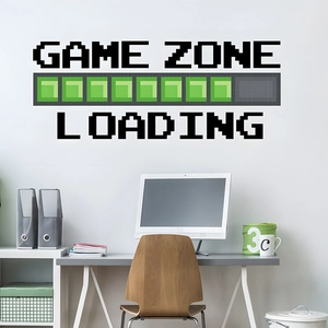 Game Zone Loading Pixel Art Wall Sticker PVC Self-Adhesive Decor For Gaming Room Studio Bedroom Office Wall Decal