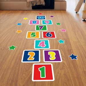 Colorful hopscotch floor stickers with numbers 1 to 10 for nursery room game decoration