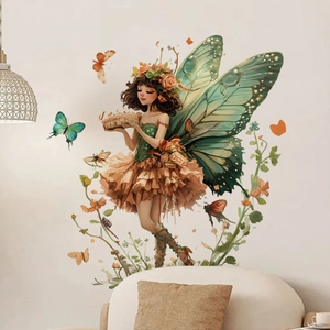 Stickers muraux de fée avec ailes de papillon pour chambre de fille et déco intérieure