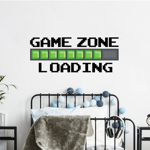 Pixel Game Zone wall decal with Loading progress bar for game room decor in PVC material