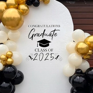 2025 Graduation Backdrop Sticker with Class of 2025 Text and Balloon Arch Decor