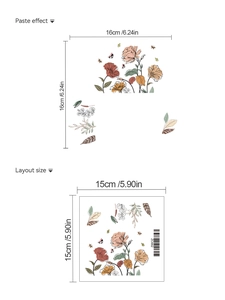 Detailed layout and paste effect of floral wall stickers with butterflies and roses