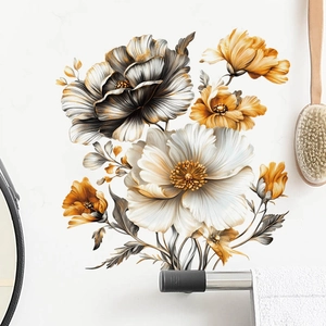 Flower Toilet Lid Sticker Removable PVC Peony Floral Wall Decal For Bathroom Bedroom Toilet Seat Decoration Light Luxury Art