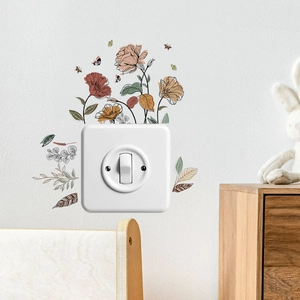 Floral butterfly wall decals for light switch in Morandi colors for home decoration