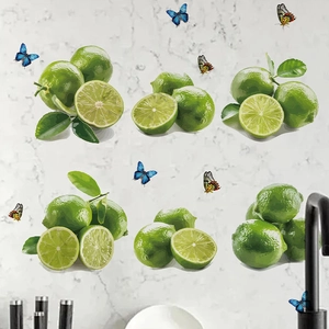 Fresh Green Lemon Butterfly Wall Stickers Removable PVC Decals For Kitchen Bathroom Living Room Home Decor Mural