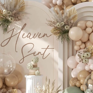 Heaven Sent Wall Sticker PVC Brown Script Decal For Baby Shower Gender Reveal Arch Sign Boho Party Backdrop Decoration