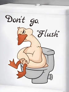 Funny cartoon goose toilet sticker with Don't go Flush text for bathroom decoration