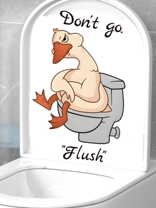 Funny angry duck PVC wall sticker for toilet lid decoration with Don't Go text