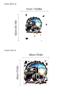 Detailed comparison of 3D truck wall sticker paste effect and layout size dimensions