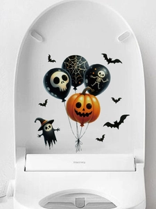 Halloween toiletdeksel sticker met oranje pompoen en zwarte spookpatronen voor decoratie
