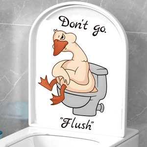 Funny cartoon angry duck toilet seat wall sticker with Don't Go Flush text art