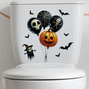 Halloween pompoen en schedel ballon muurstickers voor badkamer en huisdecoratie