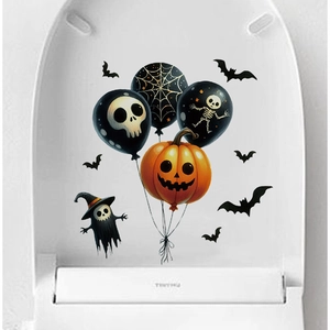 Halloween pompoen en skelet ballon muurstickers voor badkamer en toilet decoratie