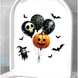 Halloween pompoen en skelet ballon muurstickers voor feestelijke woondecoratie