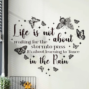 Motivational Quote Wall Decal Life Is Not About Waiting For The Storm To Pass Butterfly Star Wall Stickers For Room Decor