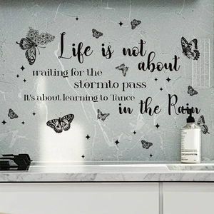Inspirational life quotes wall sticker with butterflies for home living room art decor