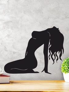 Artistic black vinyl wall sticker of a female silhouette for a minimalist interior decor