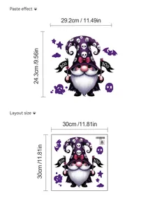 Size specifications for Halloween gnome toilet sticker showing layout and paste dimensions