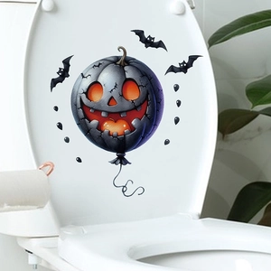 Halloween pumpkin and bat waterproof stickers for toilet lid and bathroom wall decoration