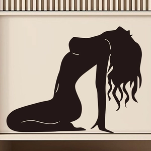 Minimalist black female silhouette wall sticker for modern living room decor