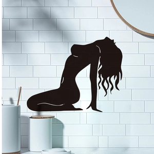 Minimalist black PVC wall sticker featuring a female silhouette for modern home decor