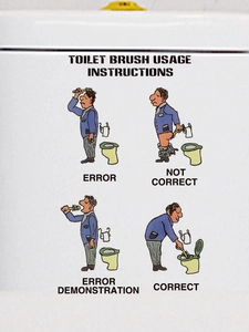 Détail de l'autocollant mural pour toilettes avec manuel d'utilisation humoristique