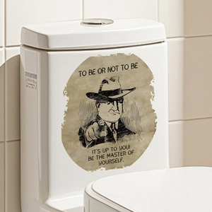 Vintage Shakespeare To Be Or Not To Be quote sticker on white ceramic toilet tank