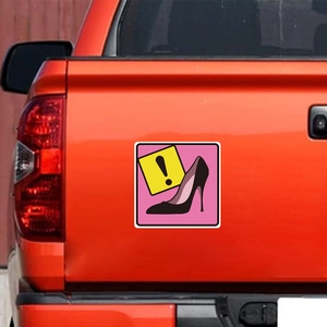 Creative high heel sticker with exclamation mark for car and interior wall decor
