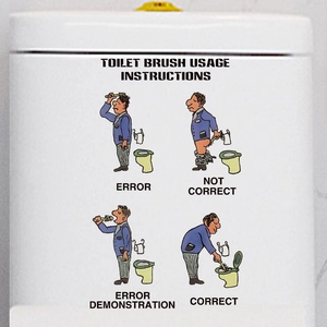 Sticker humoristique pour toilettes avec guide de dessin animé pour déco salle de bain