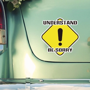 Self-adhesive yellow diamond warning traffic sign PVC sticker for vintage car decor