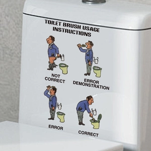 Autocollant de toilette en PVC avec guide humoristique pour décoration de salle de bain