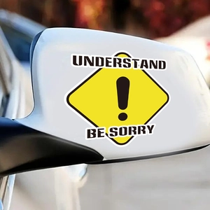 Reflective yellow traffic sign warning sticker for car rearview mirror decoration