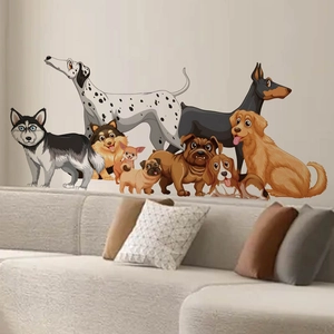 Adesivi murali con cani cartoni animati per decorazione pareti cameretta dei bambini