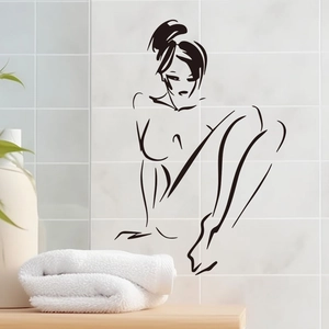 Sticker mural design minimaliste avec silhouette féminine noire pour décor de maison