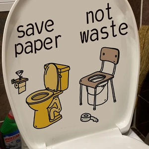 Save Paper Not Waste English Phrase Toilet Lid Sticker PVC Waterproof Creative Cartoon Toilet Seat Decoration Wall Decal