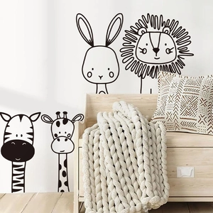 Adesivi murali minimalisti con animali per la camera da letto dei bambini