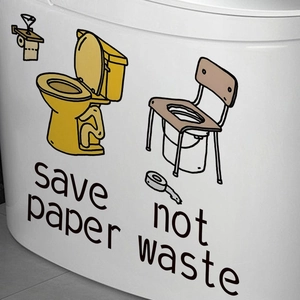 Eco-friendly Save Paper Not Waste wall decal for toilet tank with creative illustrations