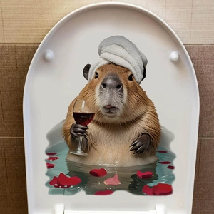 Funny Capybara wall sticker for bathroom decor featuring a relaxed capybara in a bubble bath