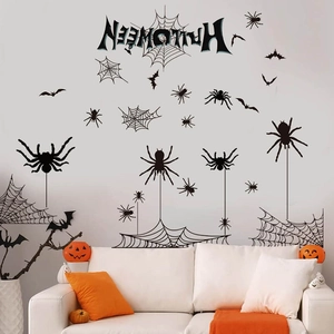 Αυτοκόλλητα τοίχου Halloween με ιστούς αράχνης και νυχτερίδες για τρομακτική διακόσμηση