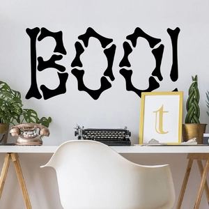 Halloween Spooky BOO Wall Sticker Bone Style PVC Decal DIY Self Adhesive Home Decor For Bedroom Living Room Halloween Party