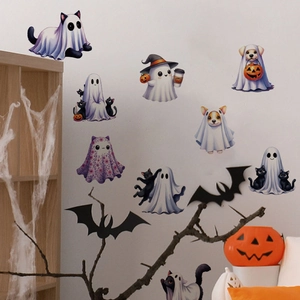 Adesivi murali di Halloween con fantasmi e zucche per decorazione festiva della camera
