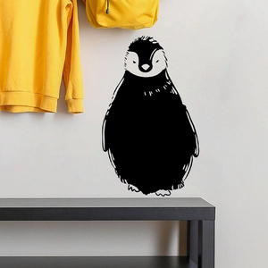 Minimalist black and white penguin wall sticker for home bedroom and living room decor