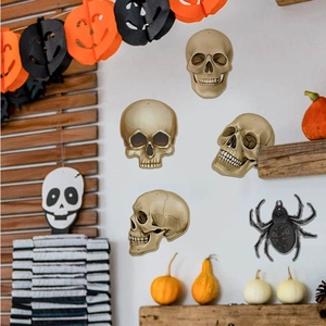 Halloween skull and black spider wall stickers for festive home party room decoration
