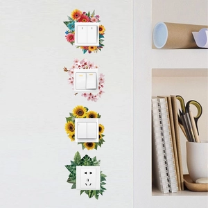 Floral and botanical PVC stickers for wall switch and socket outlet home decoration