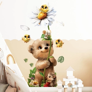 Adesivi murali con orso e api in stile acquerello per decorare la cameretta dei bimbi