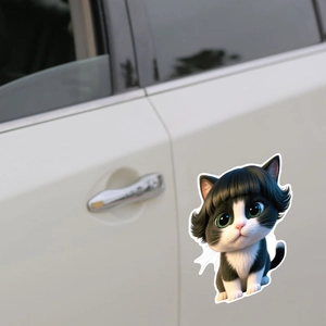 Cartoon 3D Katzen Wandaufkleber mit grünen Augen für Autotüren und Heimdekoration