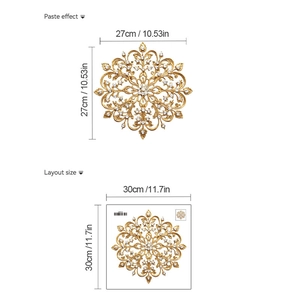 Dimensioni dettagliate dell'adesivo fiocco di neve oro con layout e misura finale 27cm